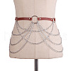 Imitation Leather Alloy Curb Chain Tassel Waist Chains FS-WGF81BE-07-1