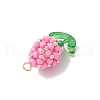 Glass Seed Beaded Flower Bud Pendants PALLOY-MZ00760-05-4