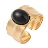 Oval Natural Dyed & Heated Black Agate Finger Rings RJEW-Z057-12G-05-1