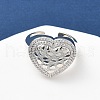 Heart Brass Micro Pave Cubic Zirconia Cuff Rings for Women RJEW-A069-08P-3