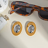 Fashionable Stainless Steel Two Tone Oval Stud Earrings NB1890-4