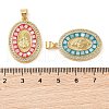 Brass & Shell & Clear Cubic Zirconia Pendants KK-I712-09G-3