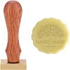 Olycraft Brass Wax Seal Stamp Head & Pearwood Handle Kit AJEW-OC0002-85O-1