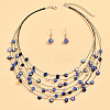 Bohemian Style Alloy & Shell Flat Round Beaded Multilayer Necklaces & Dangle Earrings Sets FS-WGABD8B-02-1