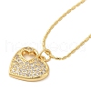 Brass Pave Clear Cubic Zirconia Heart Pendant Necklaces for Women NJEW-K381-06A-G-1
