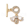 Brass Micro Pave Clear Cubic Zirconia Toggle Clasps KK-G531-06G-1