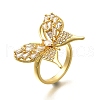 Rack Plating Brass Micro Pave Cubic Zirconia Finger Rings for Women RJEW-M028-25G-01-5