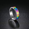 Rainbow Color Pride Flag Enamel Rectangle Rotating Ring RABO-PW0001-038G-2