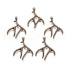 Tibetan Style Alloy Deer Antler Pendants TIBEP-S261-AB-FF-2