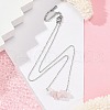 Natural Rose Quartz Chip Pendant Necklaces NJEW-JN05097-01-5