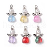 Spray Painted Transparent Glass Beads with ABS Plastic Imitation Pearl Round Beads amd Tibetan Style Alloy Fairy Wing Beads and 304 Stainless Steel Flat Head Pins Pendants PALLOY-JF03622-1