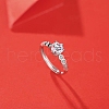 Rhodium Plated 925 Sterling Silver Micro Pave Cubic Zirconia Adjustable Rings AJEW-U007-15P-2
