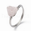 Natural Rose Quartz Chips Finger Ring RJEW-L082-03P-04-2