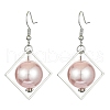 ABS Plastic Imitation Pearl with Rhombus Dangle Earrings EJEW-JE05501-1