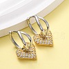 Brass Micro Pave Clear Cubic Zirconia Hoop Earrings EJEW-D322-08PG-01-2
