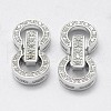 Anti-Tarnish Rhodium Plated 925 Sterling Silver Cubic Zirconia Watch Band Clasps STER-F037-124P-1
