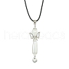 Acrylic Imitation Pearl & Glass Alloy Wing Angel Pendant Necklaces NJEW-MZ00052-1