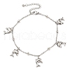 Non-Tarnish 304 Stainless Steel Cable Chains Dolphin Charm Bracelets BJEW-P334-03P-1
