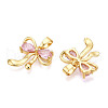 Brass Micro Pave Cubic Zirconia Pendants KK-N254-231G-2