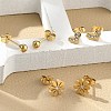 304 Stainless Steel Rhinestone Flower & Heart & Round Earring Sets EJEW-Z098-23G-3
