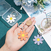 HOBBIESAY 6Pcs 3 Colors Daisy Alloy Enamel Pendant Keychain KEYC-HY0001-18-3