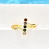 Brass Micro Pave Cubic Zirconia Cuff Rings for Women RJEW-H247-17G-3