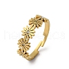 304 Stainless Steel with Rhinestone Adjustable Finger Rings RJEW-Q020-12G-2