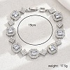 Brass Pave Clear Cubic Zirconia Octagon Link Bracelets for Women AJ3162-2-1