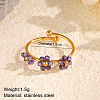 Flower 304 Stainless Steel with Cubic Zirconia Cuff Rings for Women FS-WG31CBD-04-1