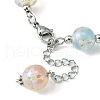 Resin with Gold Foil Round Beaded Chain Bracelet BJEW-JB09474-01-3