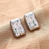 Rectangle Brass Micro Pave Cubic Zirconia Stud Earrings EJEW-R025-21P-2
