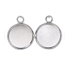 304 Stainless Steel Pendant Cabochon Settings STAS-F191-14S-C-3