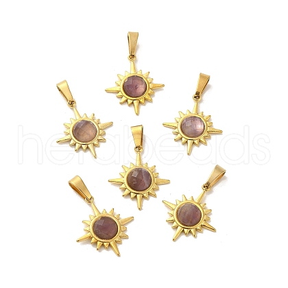 Natural Amethyst Faceted Sun Pendants STAS-P361-02G-02-1