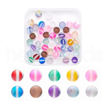 50Pcs 10 Colors Synthetic Moonstone Beads Strands G-YW0001-07-1