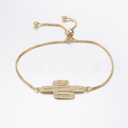 Adjustable Brass Micro Pave Cubic Zirconia Bolo Bracelets BJEW-G586-12G-1