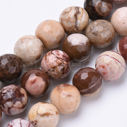 Natural Zebra Jasper Beads Strands G-S281-06-8mm-1