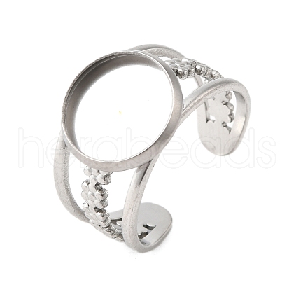 304 Stainless Steel Cuff Ring Components STAS-V012-01B-P-1