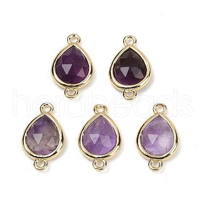Natural Amethyst Faceted Connector Charms G-L514-048P-09-1