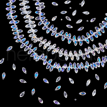 AHADERMAKER 3Strands 3 Styles Electroplate Glass Faceted Teardrop Beads Strands EGLA-GA0001-29-1