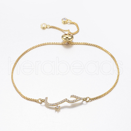 Adjustable Brass Micro Pave Cubic Zirconia Bolo Bracelets BJEW-G586-05G-1