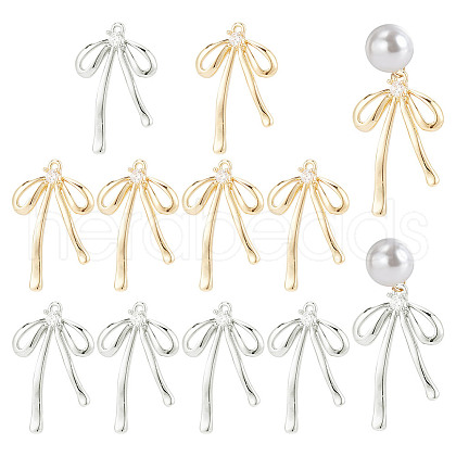 HOBBIESAY 12Pcs 2 Colors Brass Rhinestone Pendants KK-HY0003-75-1