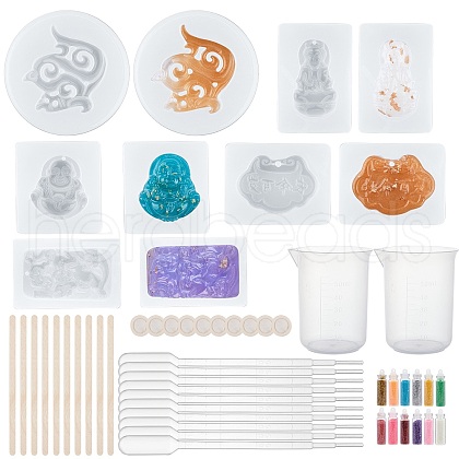 Buddhaist DIY Pendant Silicone Molds Kits DIY-OC0002-86-1