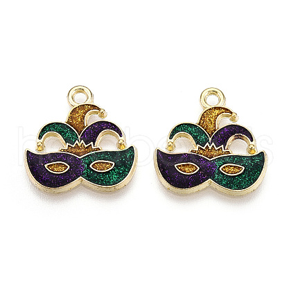 Carnival/Mardi Gras Theme Alloy Enamel & Glitter Powder Pendants ENAM-T020-53J-RS-1