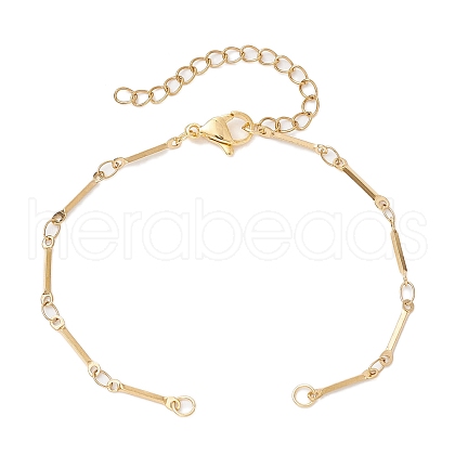 304 Stainless Steel Cuboid Bar Link Chain Bracelet Making AJEW-JB01319-01-1