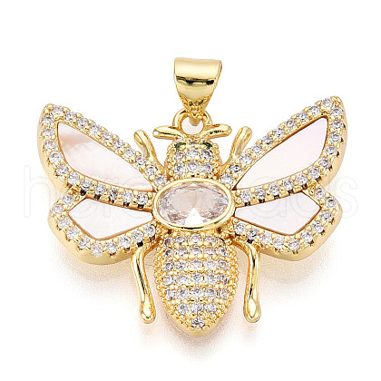 Brass Micro Pave Clear Cubic Zirconia Pendants KK-N268-61G-1