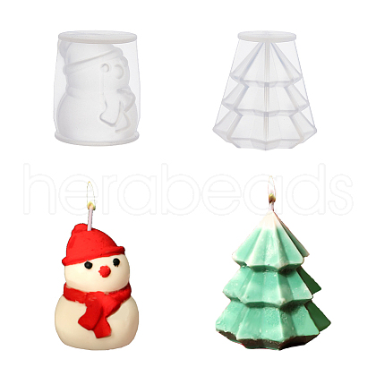 SUPERFINDINGS 2Pcs 2 Style Christmas Candle Silicone Statue Molds CAND-FH0001-03-1