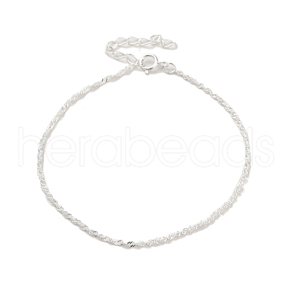 925 Sterling Silver Rope Chain Bracelets for Women BJEW-E101-01S-07-1