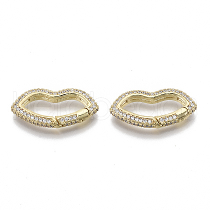 Brass Micro Pave Cubic Zirconia Spring Gate Rings ZIRC-S066-032B-NF-1