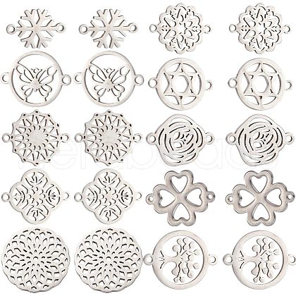 SUNNYCLUE 20Pcs 10 Styles Stainless Steel Connector Charms FIND-SC0004-70-1