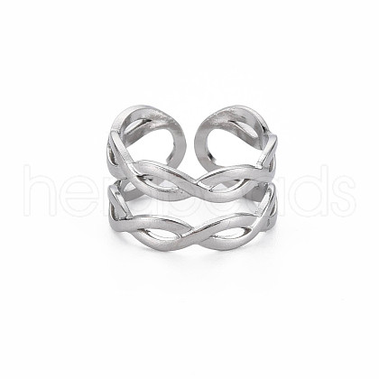 Non-Tarnish 304 Stainless Steel Infinity Cuff Ring RJEW-N038-040P-1